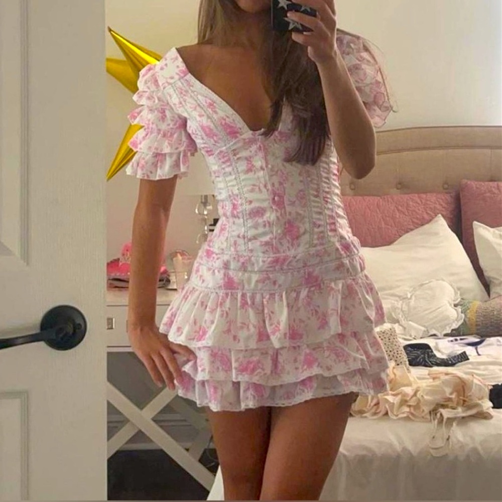 Floral Ruffle Mini Dress - Picture 4 of 9